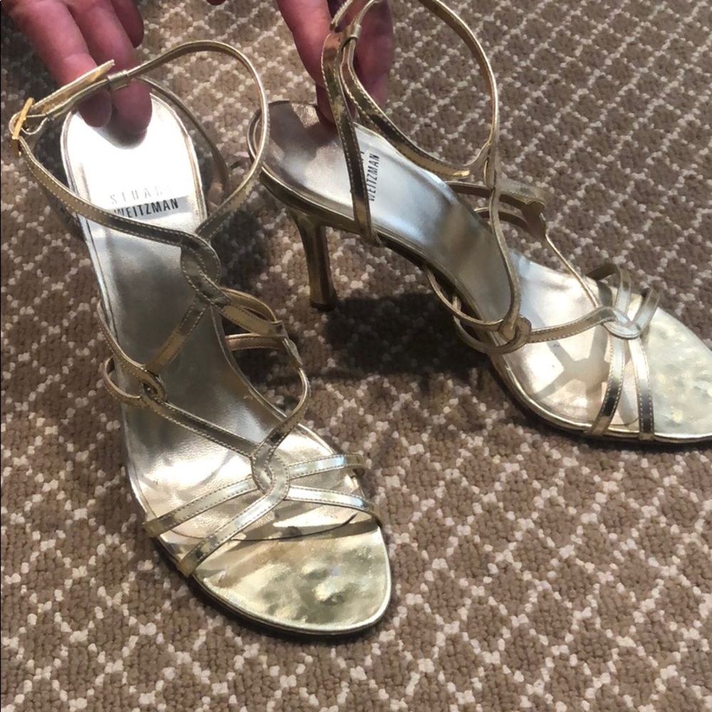 Stuart Weitzman gold 4in heels